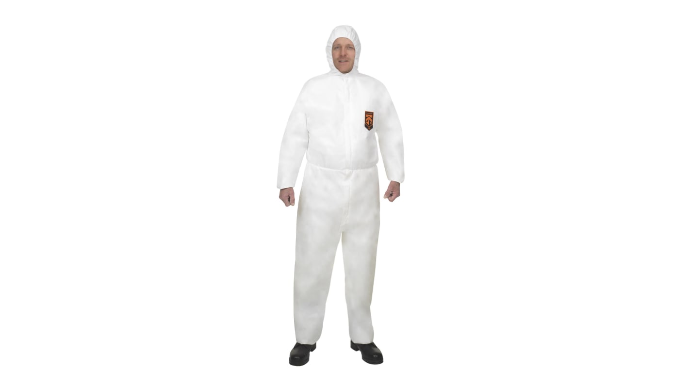 Kimberly Clark KleenGuard® A40 Einweg-Overalls XL Weiß, 182 → 188cm L. mit Kapuze Herren, Spinnvlies-Stoff