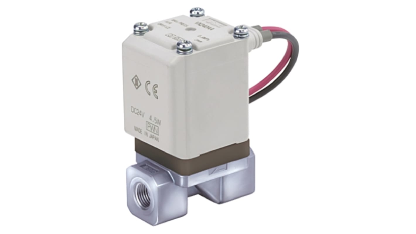 Válvula de solenoide SMC VX22 de 2 puertos, Hembra G de 1/4 pulg., Directo, NC de 230 Vac