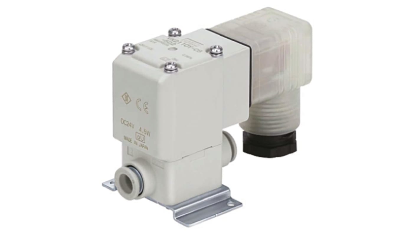 Válvula de solenoide SMC VX21 de 2 puertos, Conexión de un toque de 6 mm, Directo, NC de 24 Vdc