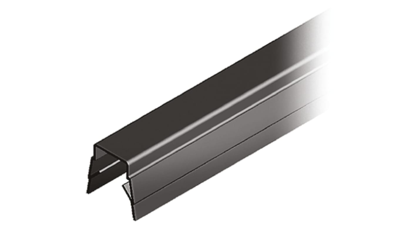 RS PRO Black PP Cover Strip, 8mm Groove Size, 2m Length