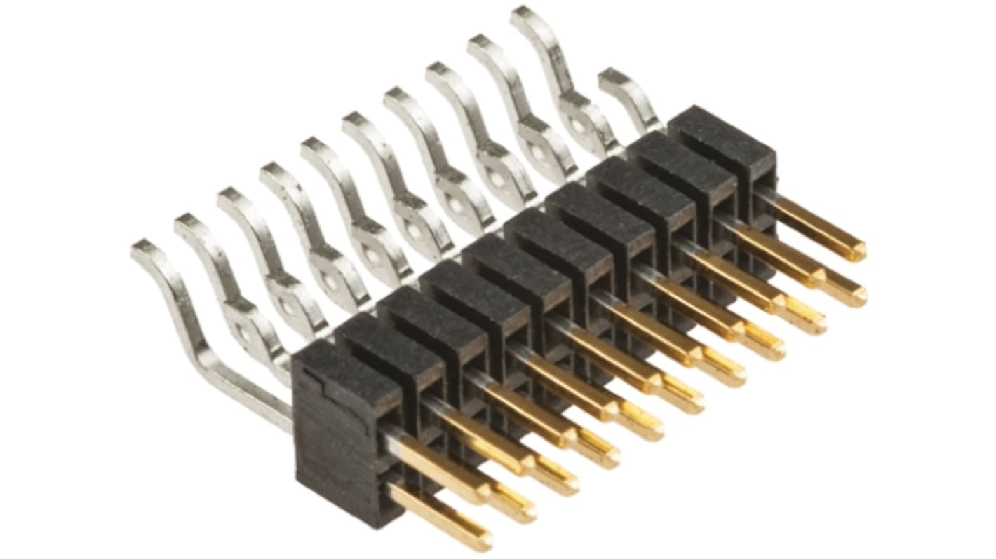 Samtec FTSH Series Right Angle Surface Mount Pin Header, 20 Contact(s), 1.27mm Pitch, 2 Row(s), Unshrouded