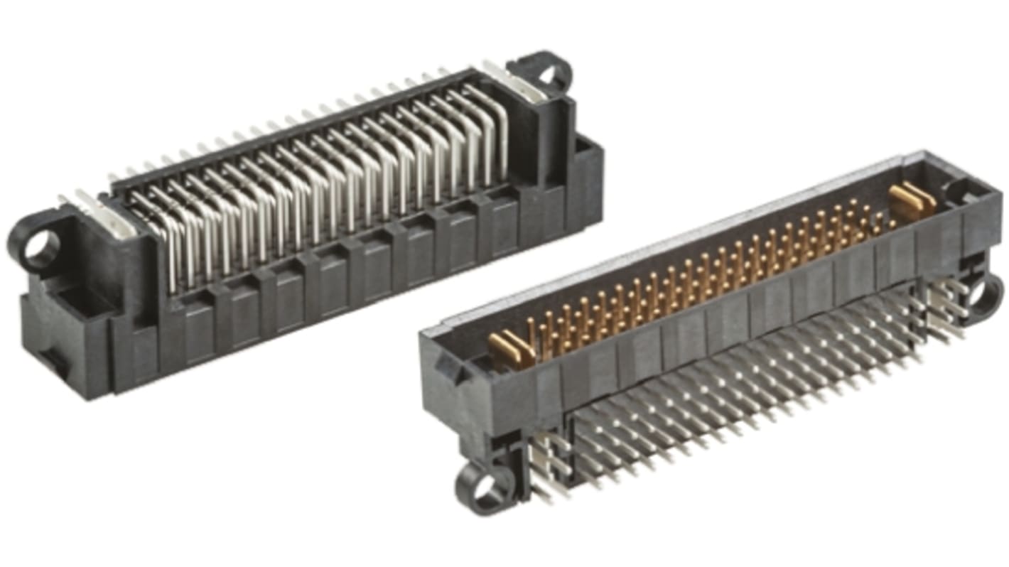 Conector macho para PCB Ángulo de 90° Samtec serie MPTC de 84 vías, 4 filas, paso 2mm, para soldar, Orificio Pasante