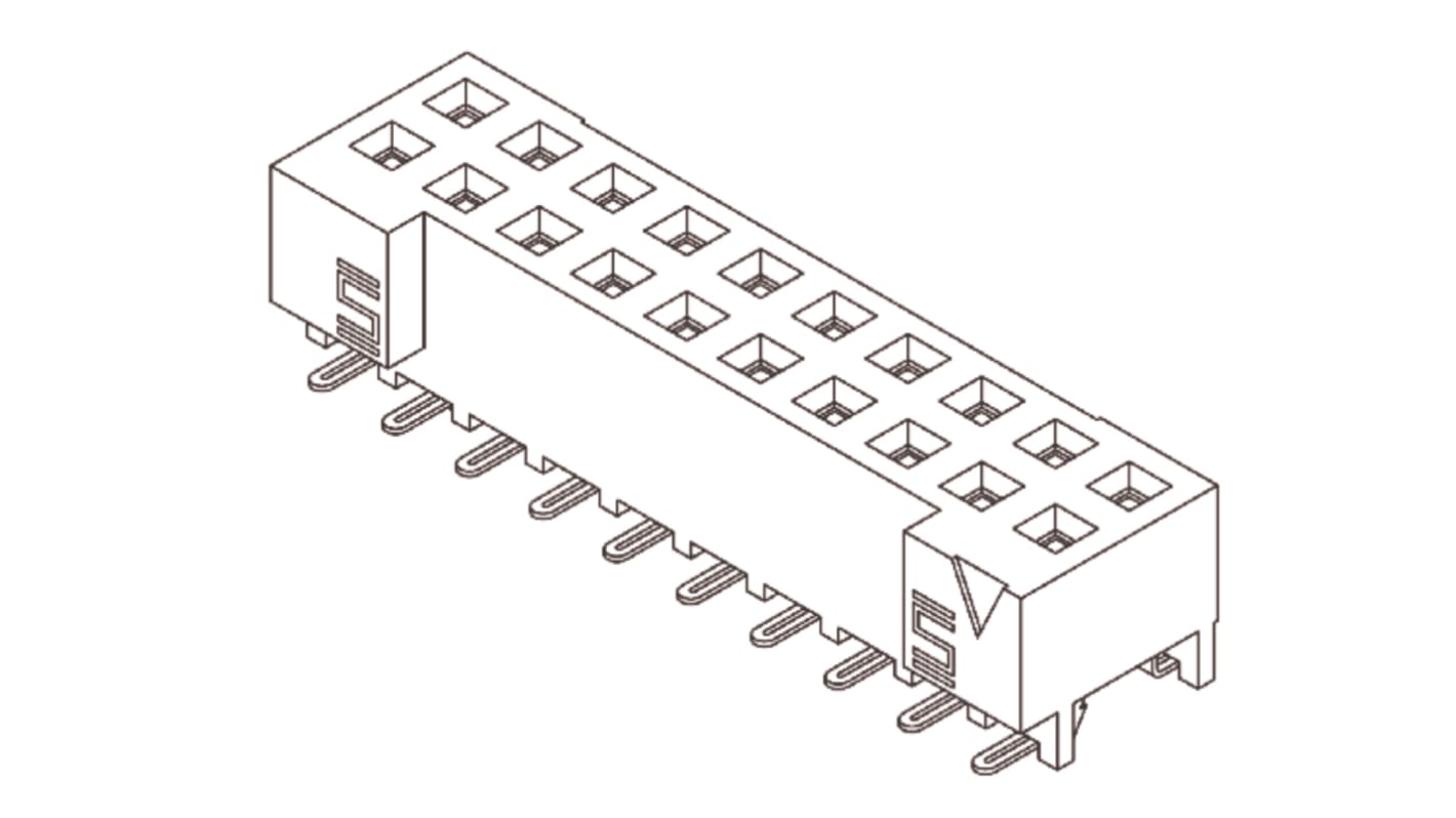 Presa PCB Samtec, 10 vie, 2 file, passo 2mm, Montaggio superficiale