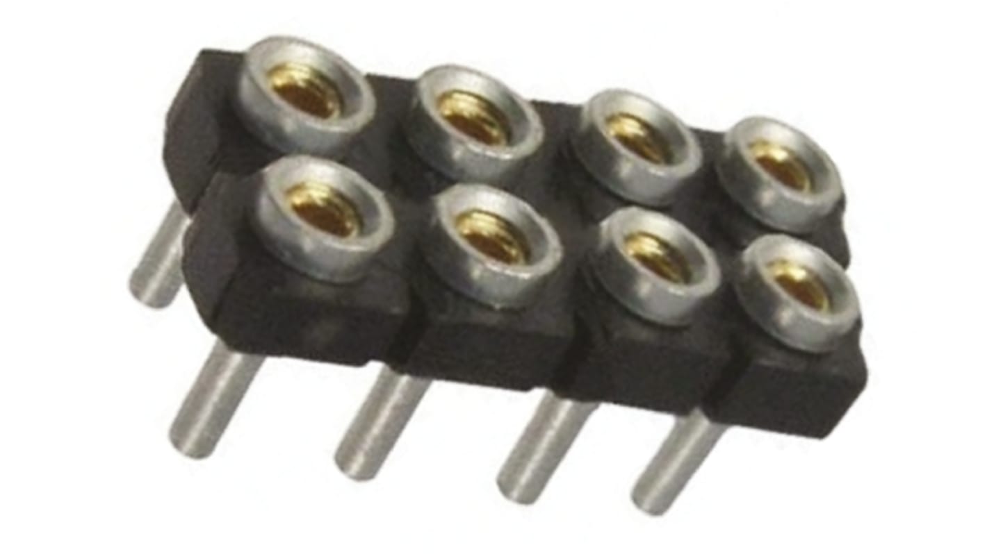 Conector hembra para PCB Samtec serie SDL, de 8 vías en 2 filas, paso 2.54mm, 12A, Montaje en orificio pasante,