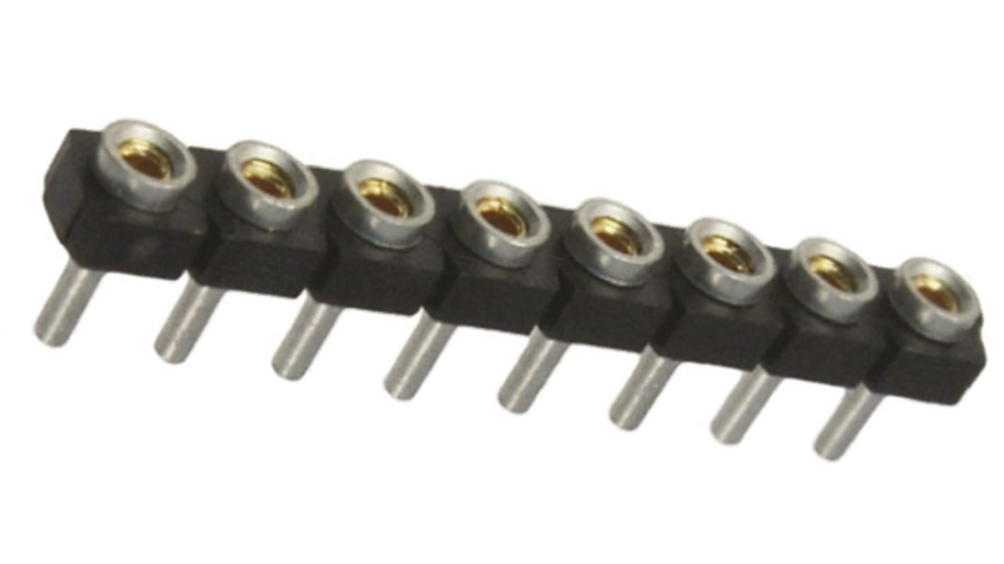 Samtec SL Series Straight Through Hole Mount PCB Socket, 8-Contact, 1-Row, 2.54mm Pitch, Solder Termination