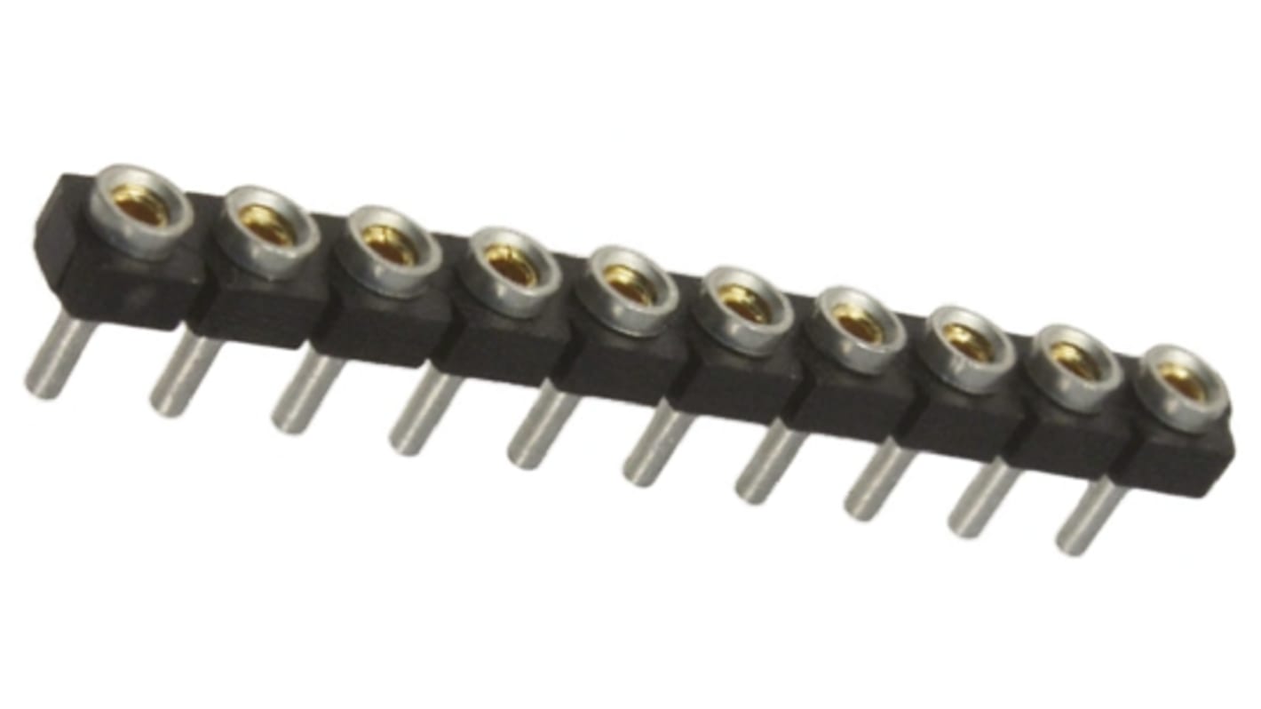 Conector hembra para PCB Samtec serie SL, de 10 vías en 1 fila, paso 2.54mm, 12A, Montaje en orificio pasante, para