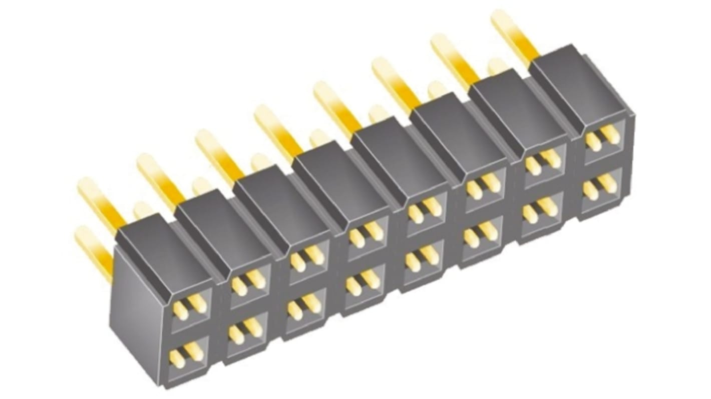 Conector hembra para PCB Samtec serie SLW, de 16 vías en 2 filas, paso 2.54mm, 550 V, 7.1A, Montaje en orificio