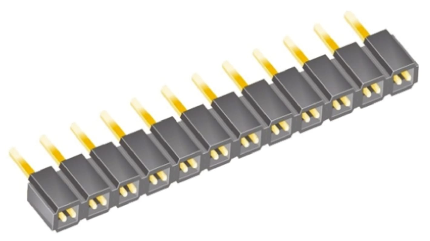 Samtec SLW Series Straight Through Hole Mount PCB Socket, 12-Contact, 1-Row, 2.54mm Pitch, Solder Termination