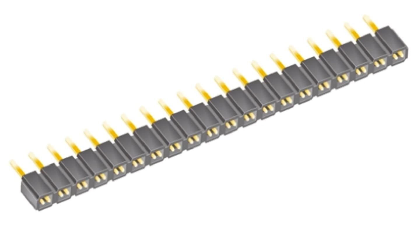 Samtec SLW Series Straight Through Hole Mount PCB Socket, 20-Contact, 1-Row, 2.54mm Pitch, Solder Termination