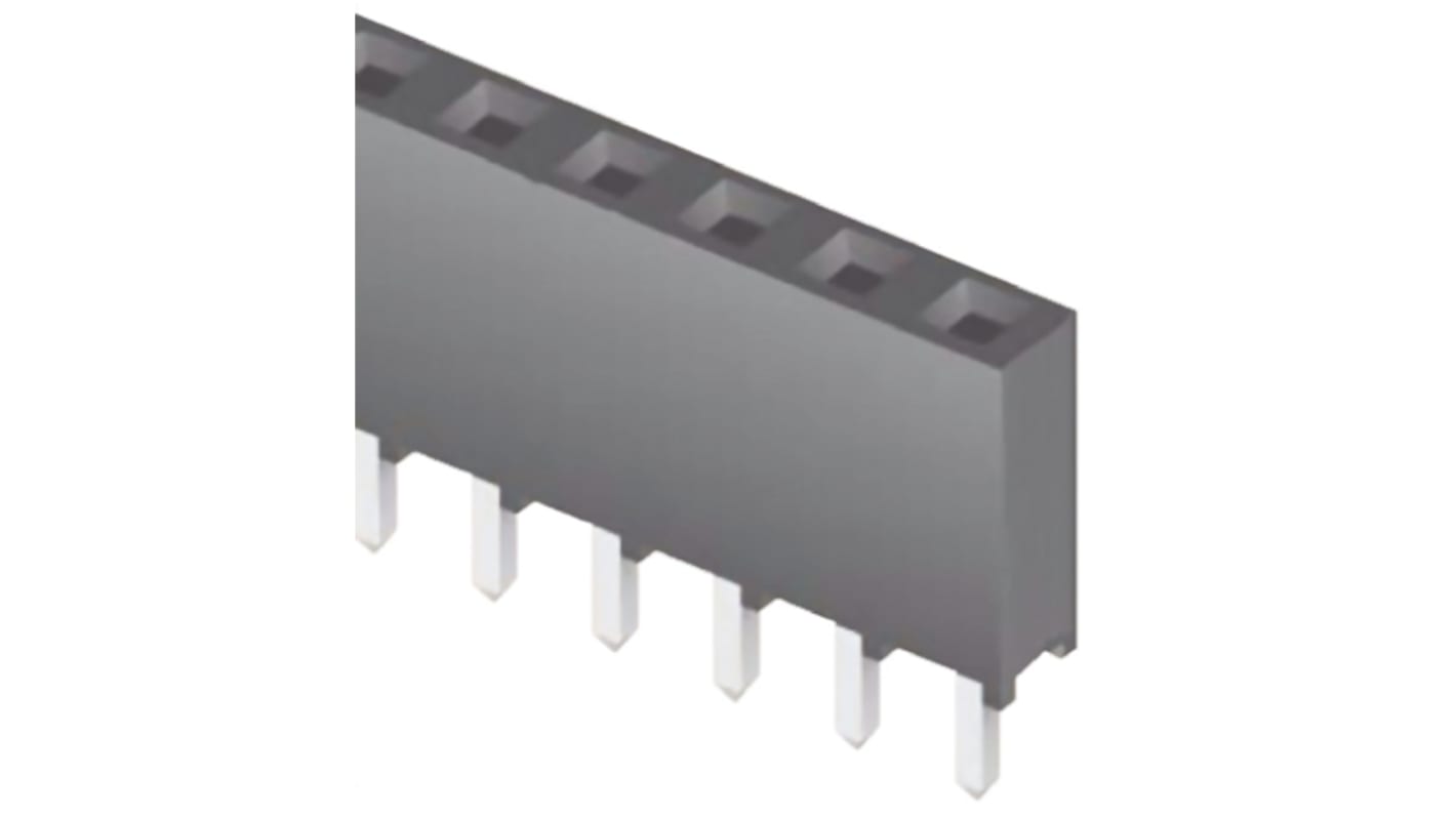 Samtec SQT Series Straight Through Hole Mount PCB Socket, 6-Contact, 1-Row, 2mm Pitch, Solder Termination