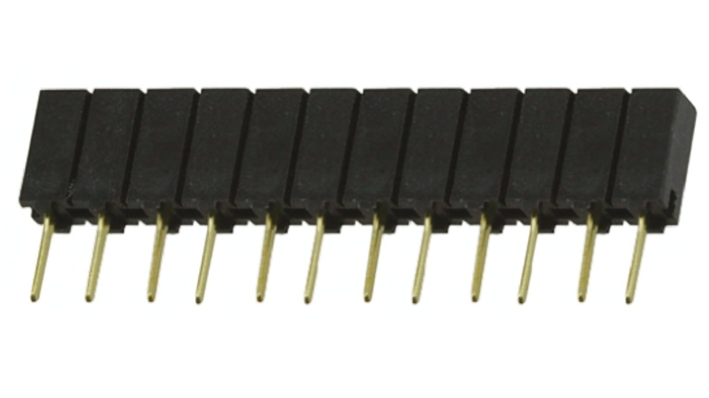 Samtec SSA Series Straight Through Hole Mount PCB Socket, 12-Contact, 1-Row, 2.54mm Pitch, Solder Termination