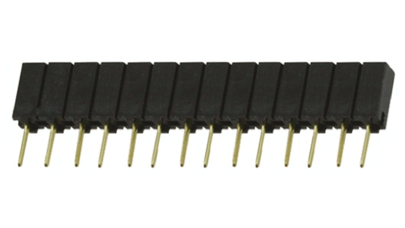 Samtec SSA Series Straight Through Hole Mount PCB Socket, 14-Contact, 1-Row, 2.54mm Pitch, Solder Termination