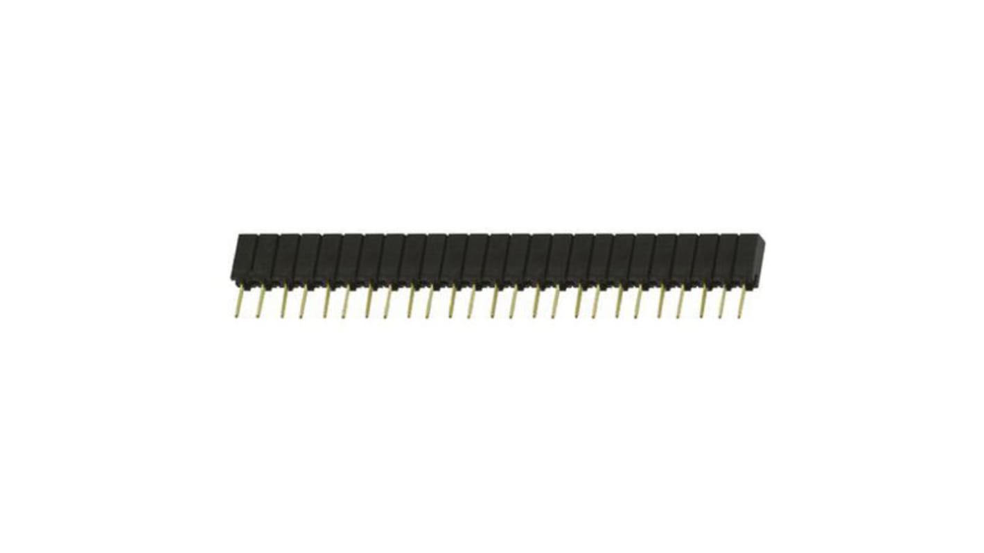 Samtec SSA Series Straight Through Hole Mount PCB Socket, 25-Contact, 1-Row, 2.54mm Pitch, Solder Termination