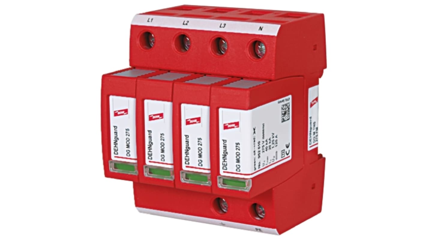 Dehn, DG Modular Surge Protector 275 V ac Maximum Voltage Rating 40kA Maximum Surge Current Type 2 Arrester