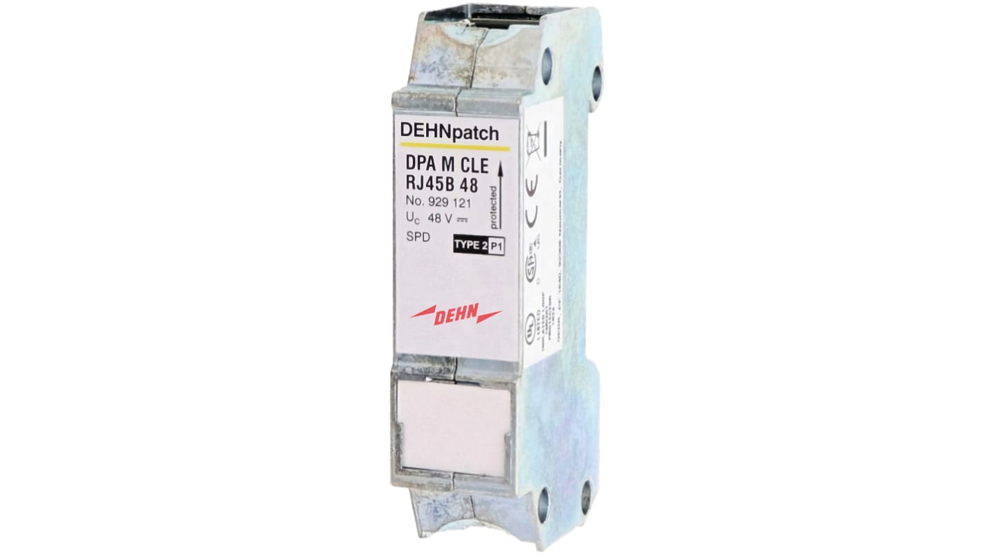 Conector de protección contra sobretensiones Dehn, Protector de transitorios, 34 V ac, 57 V dc, 10kA, Carril DIN