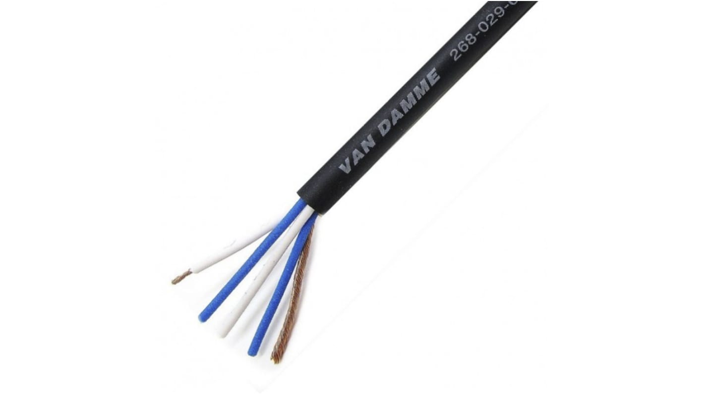 Van Damme Audiokabel 4-leder, Sort, PVC/neopren kappe Parsnoet kabel, UD: 4.85mm, PE Isolation