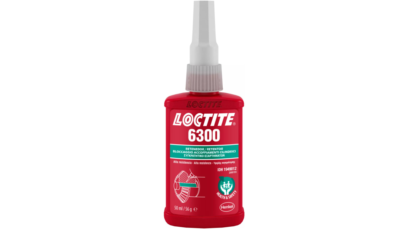 Adhesivo Loctite Loctite 6300 de color Verde, Botella de 50 ml, curado en 24h