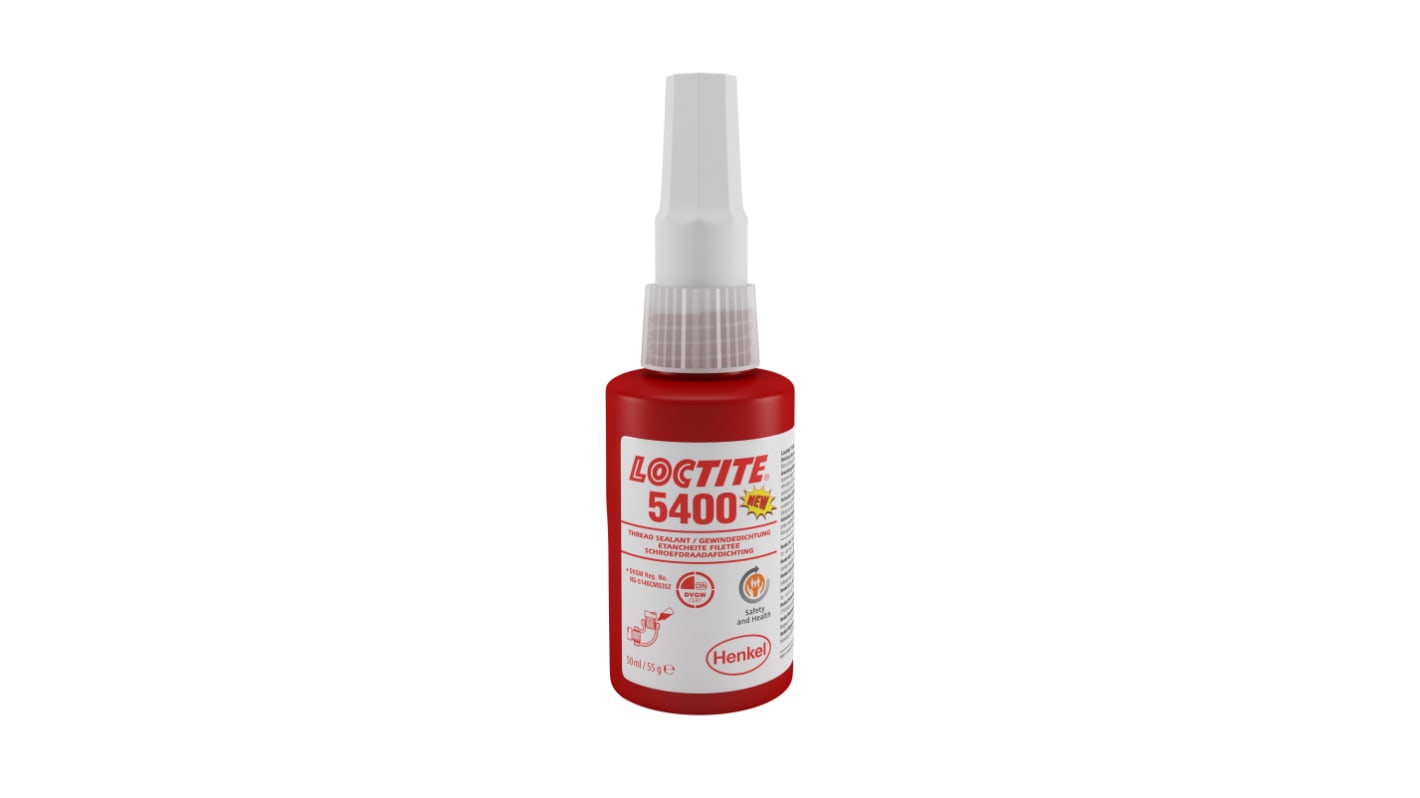 Sellador de roscas Loctite 5400 de color Amarillo, Botella de 50 ml, Sellado de roscas