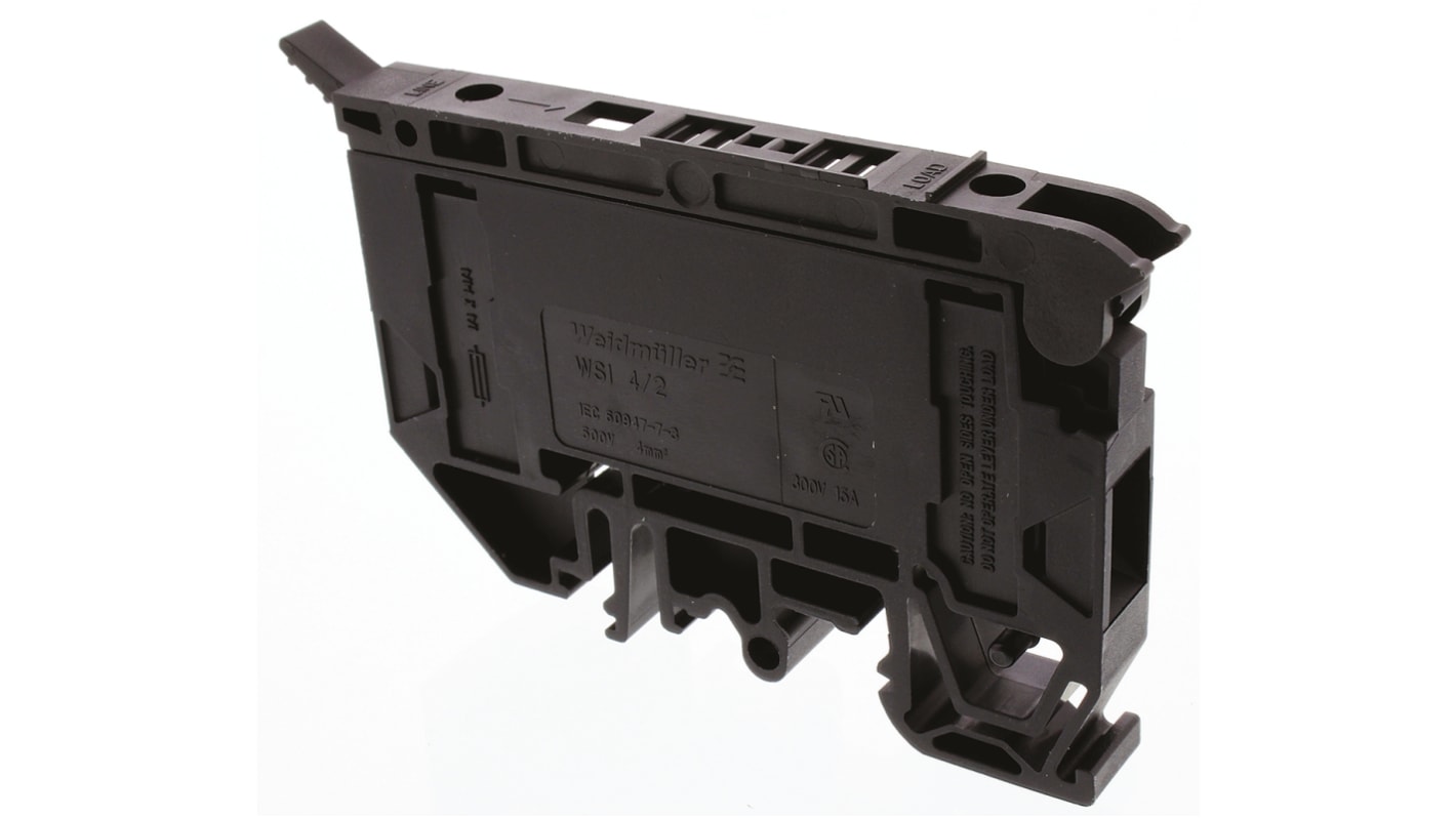 Weidmüller W Series Black Fused DIN Rail Terminal, 4mm², Single-Level, Screw Termination, Fused