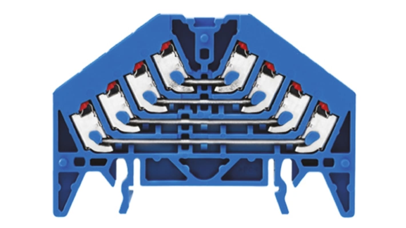 Weidmüller P Series Blue DIN Rail Terminal Block, 1.5mm², Quadruple-Level, Push In Termination