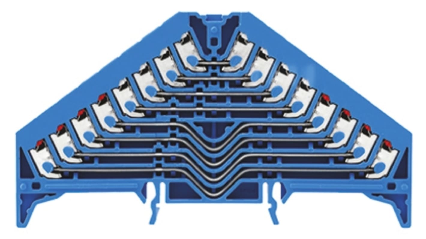 Weidmüller PRV 8 Series Blue DIN Rail Terminal Block, 1.5mm², Octuple-Level, Push In Termination