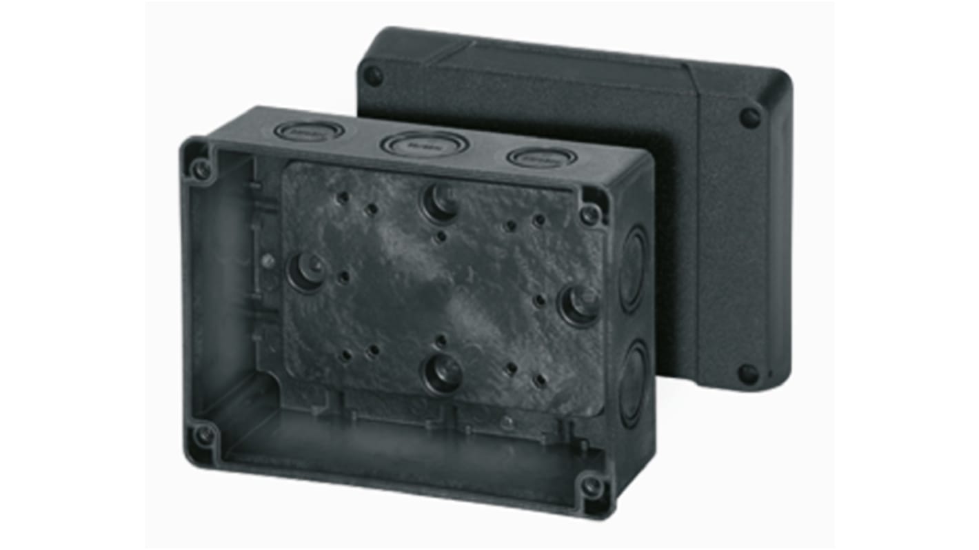 HENSEL DK Series Black Thermoplastic Junction Box, 125 x 167 x 82mm