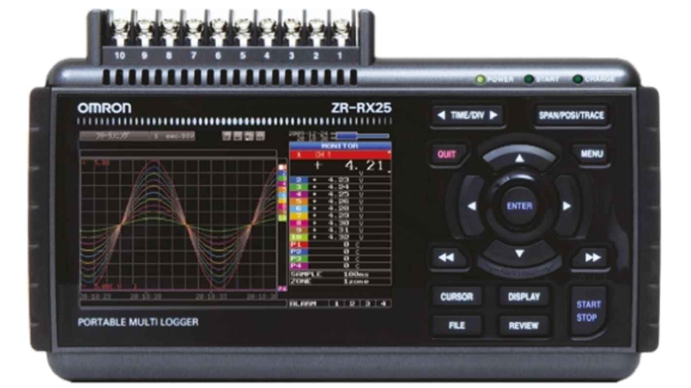 Registrador de datos Omron ZR-RX25A-E, para Humedad, Temperatura, con alarma, display LCD, interfaz USB 1.1