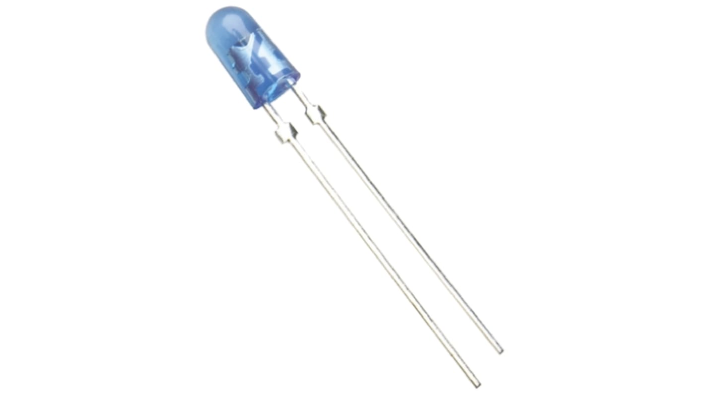 LED Broadcom, Azul, 470 nm, Vf= 3,2 V, 40 x 100°, mont. pasante, encapsulado 5 mm (T-1 3/4)