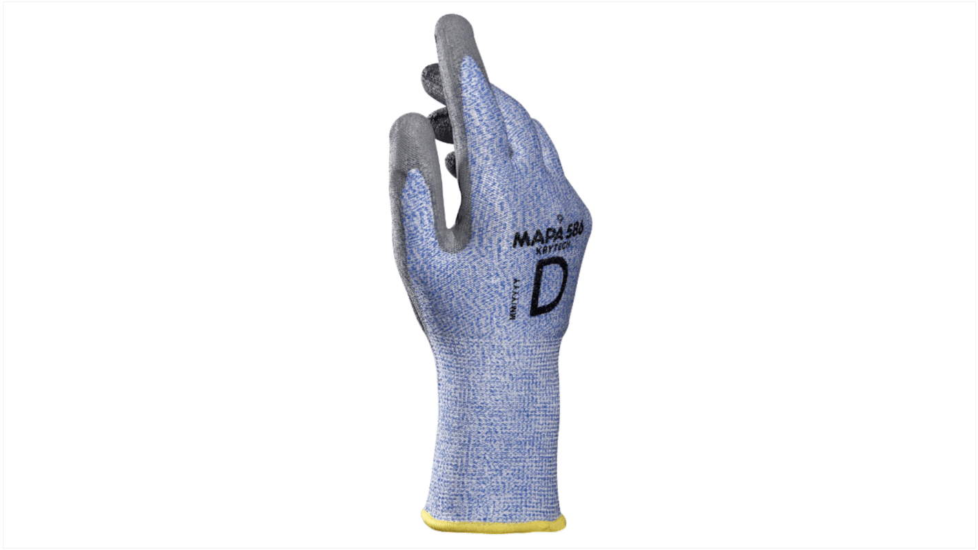 Mapa Spontex Krytech 586 Blue HPPE Cut Resistant Work Gloves, Size 8, Polyurethane Coating