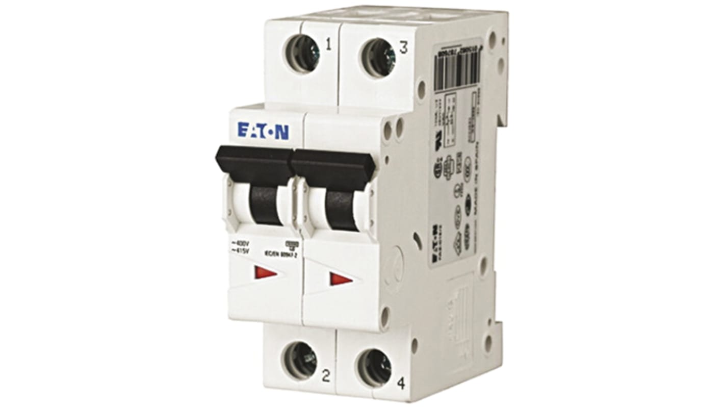 Eaton xEffect MCB, 2P, 16A Curve B, 230 → 400V AC, 6 kA Breaking Capacity