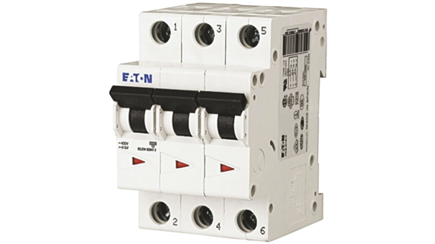 Eaton MCB Leitungsschutzschalter Typ D, 3-polig 10A 230 → 400V, Abschaltvermögen 6 kA xEffect