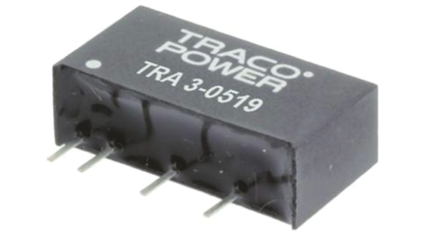 TRACOPOWER DC-DCコンバータ Vout：15V dc 4.5 → 5.5 V dc, 3W, TRA 3-0513