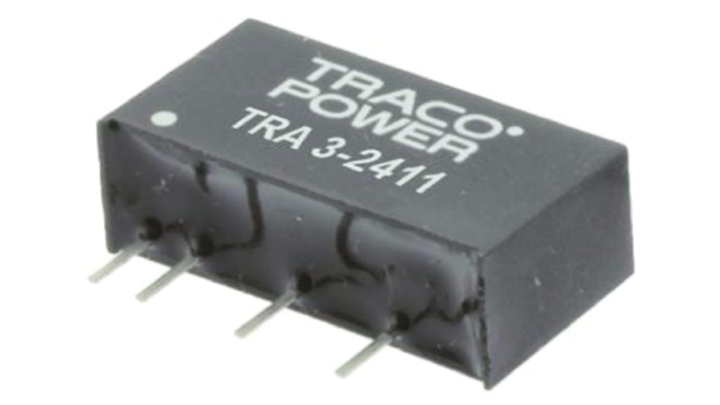 TRACOPOWER TRA 3 DC-DC Converter, 12V dc/ 250mA Output, 21.6 → 26.4 V dc Input, 3W, Through Hole, +85°C Max Temp