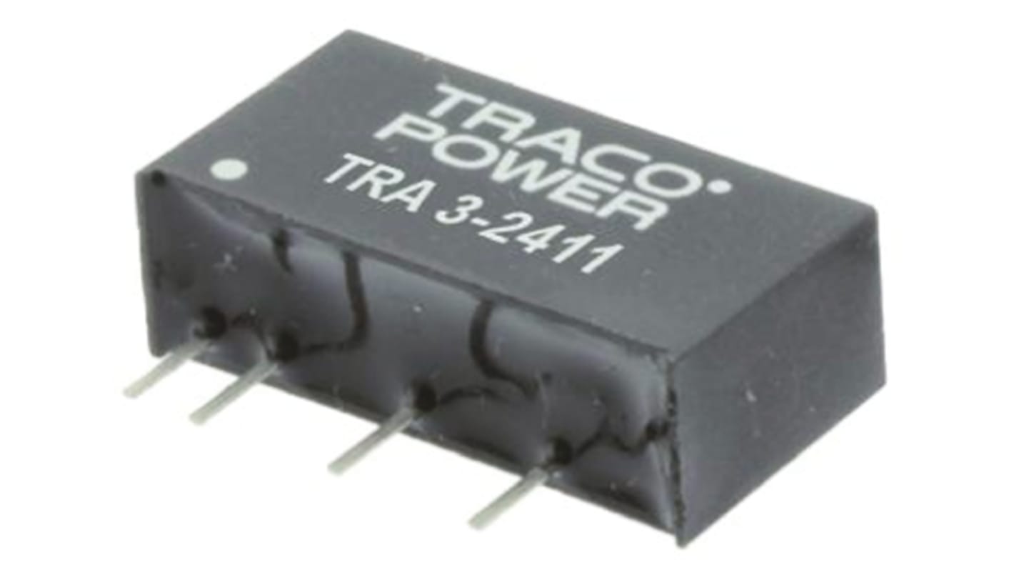 TRACOPOWER TRA 3 DC-DC Converter, 15V dc/ 200mA Output, 21.6 → 26.4 V dc Input, 3W, Through Hole, +85°C Max Temp