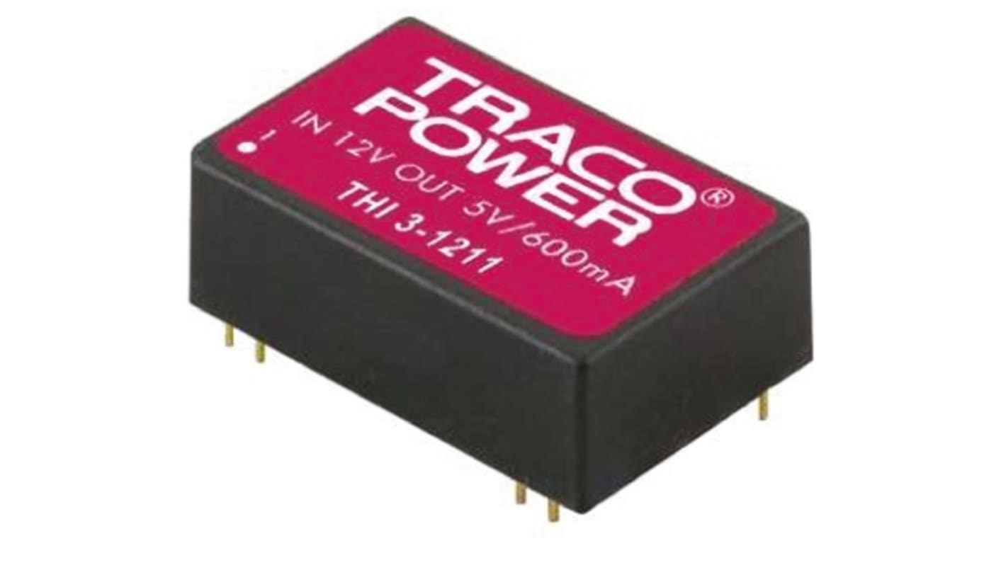 TRACOPOWER THI 3 DC/DC-Wandler 3W 5 V dc IN, 5V dc OUT / 600mA Durchsteckmontage 4kV ac isoliert