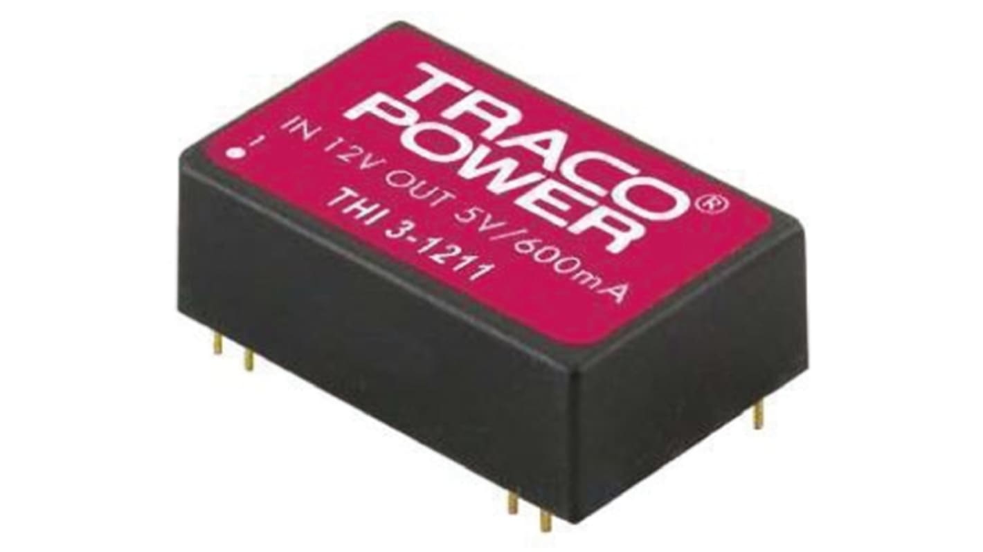 TRACOPOWER THI 3 Isolated DC-DC Converter, ±12V dc/ 125mA Output, 4.5 → 5.5 V dc Input, 3W, Through Hole