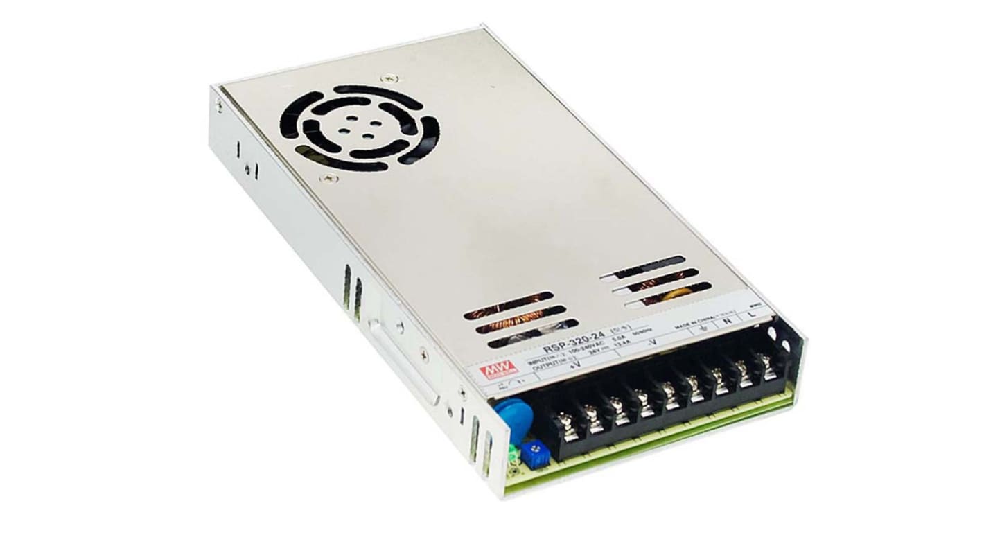 MEAN WELL Switching Power Supply, RSP-320-5RS, 5V dc, 60A, 300W, 1 Output, 124 → 370 V dc, 88 → 264 V ac