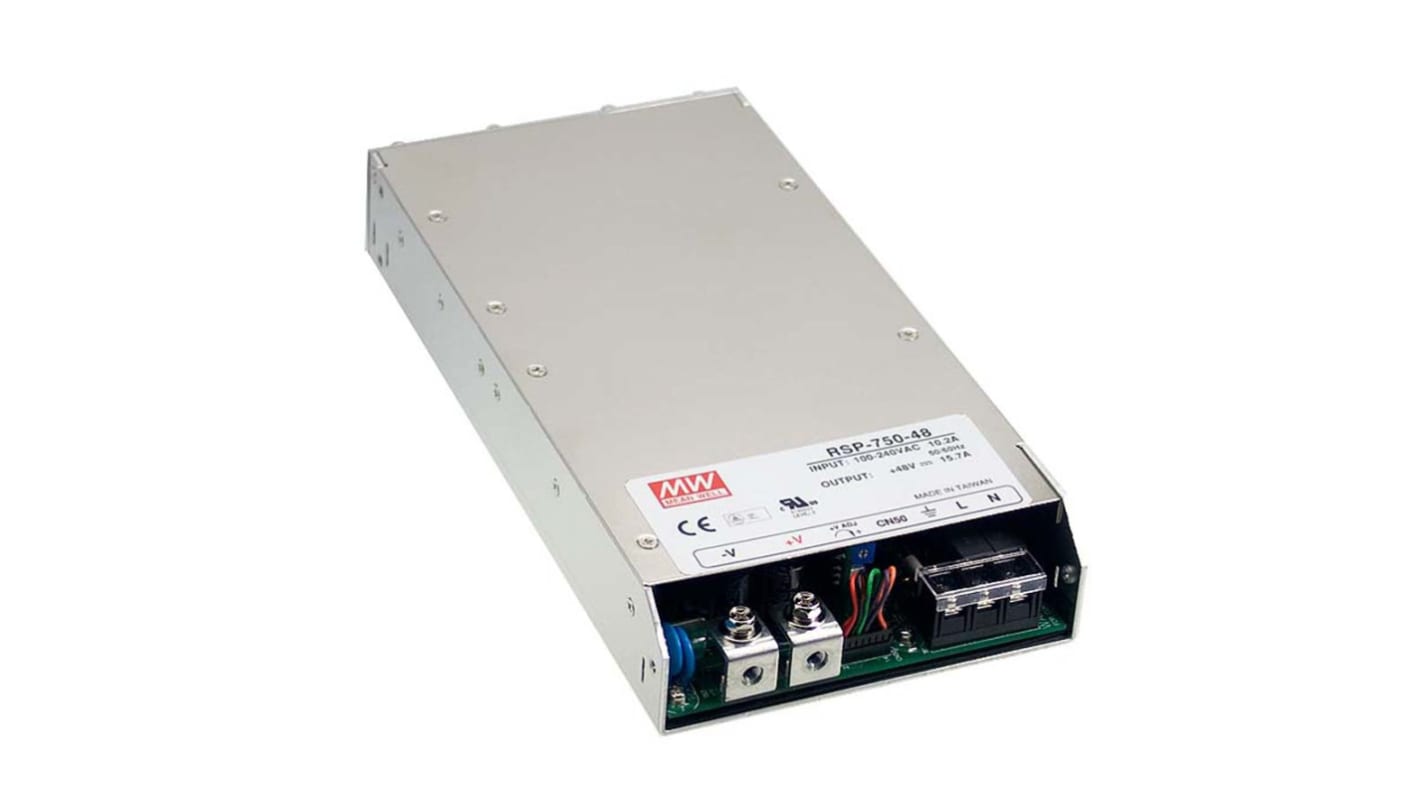 MEAN WELL Switching Power Supply, RSP-750-5RS, 5V dc, 100A, 500W, 1 Output, 127 → 370 V dc, 90 → 264 V ac