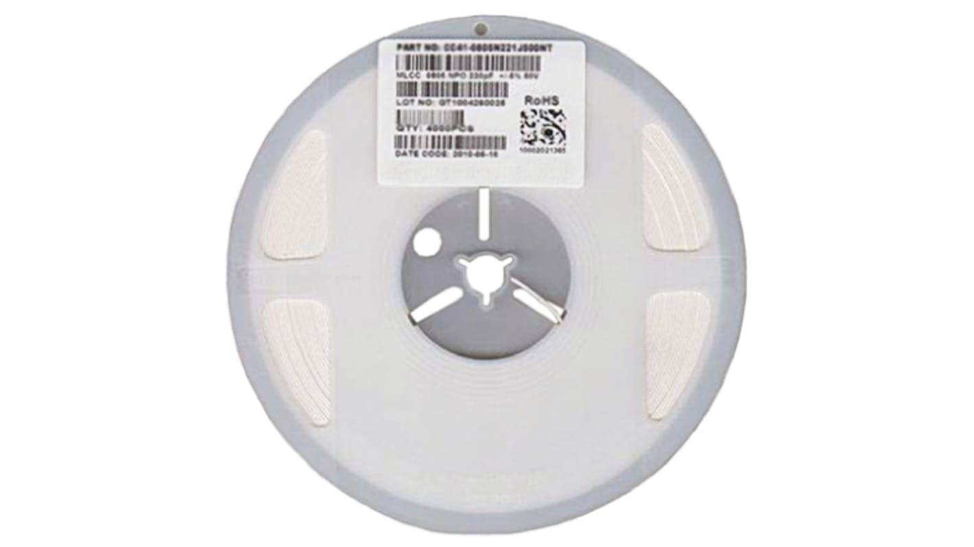 Condensador cerámico multicapa MLCC, RS PRO, 2.2nF, ±10%, 16V dc, Montaje en Superficie, X7R dieléctrico