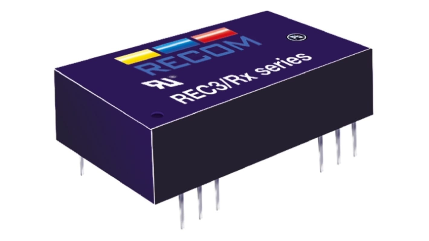 Recom Isolated DC-DC Converter, ±12V dc/ ±125mA Output, 18 → 72 V dc Input, 3W, Through Hole, +85°C Max Temp