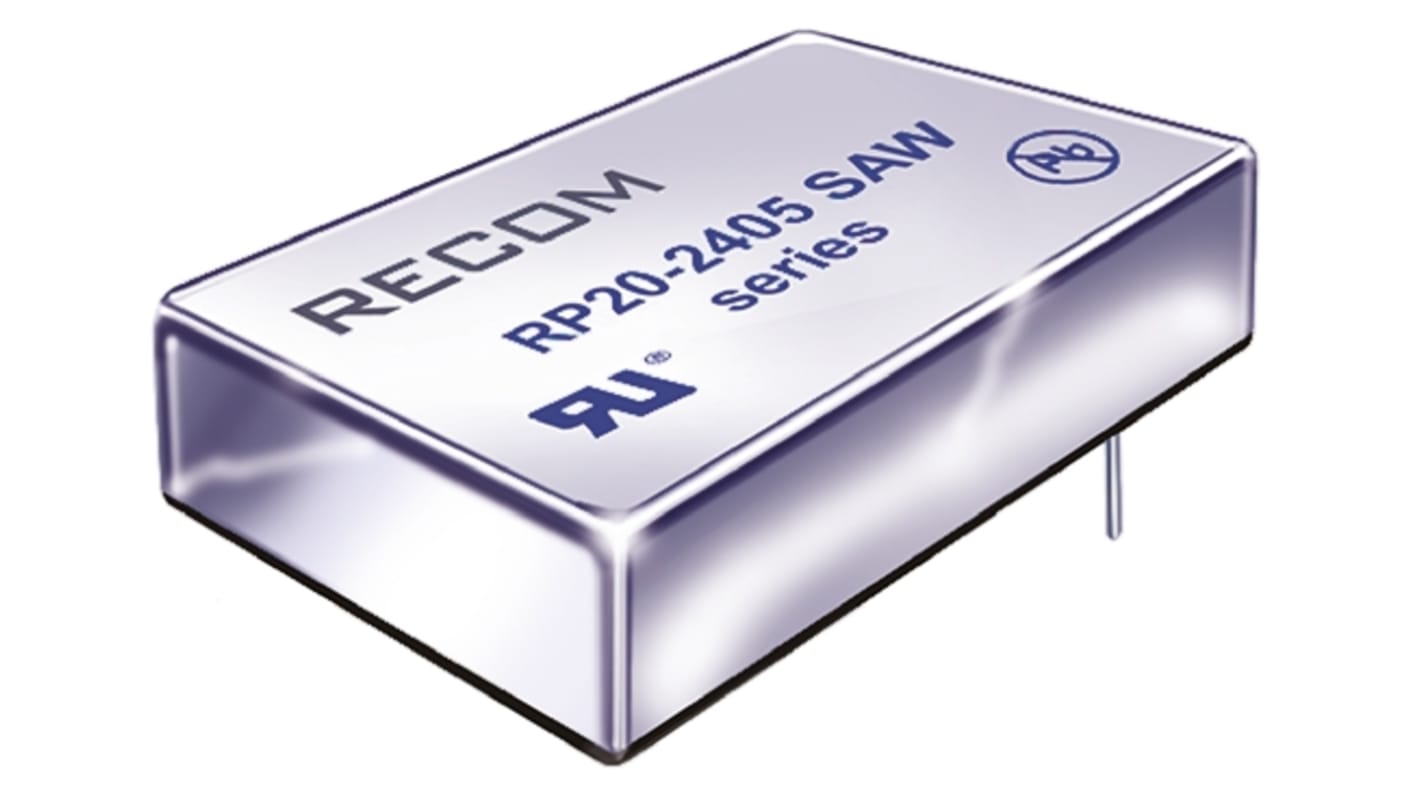 Recom RP20-AW DC/DC-Wandler 20W 24 V dc IN, 12V dc OUT / 1.67A Durchsteckmontage 1.6kV dc isoliert