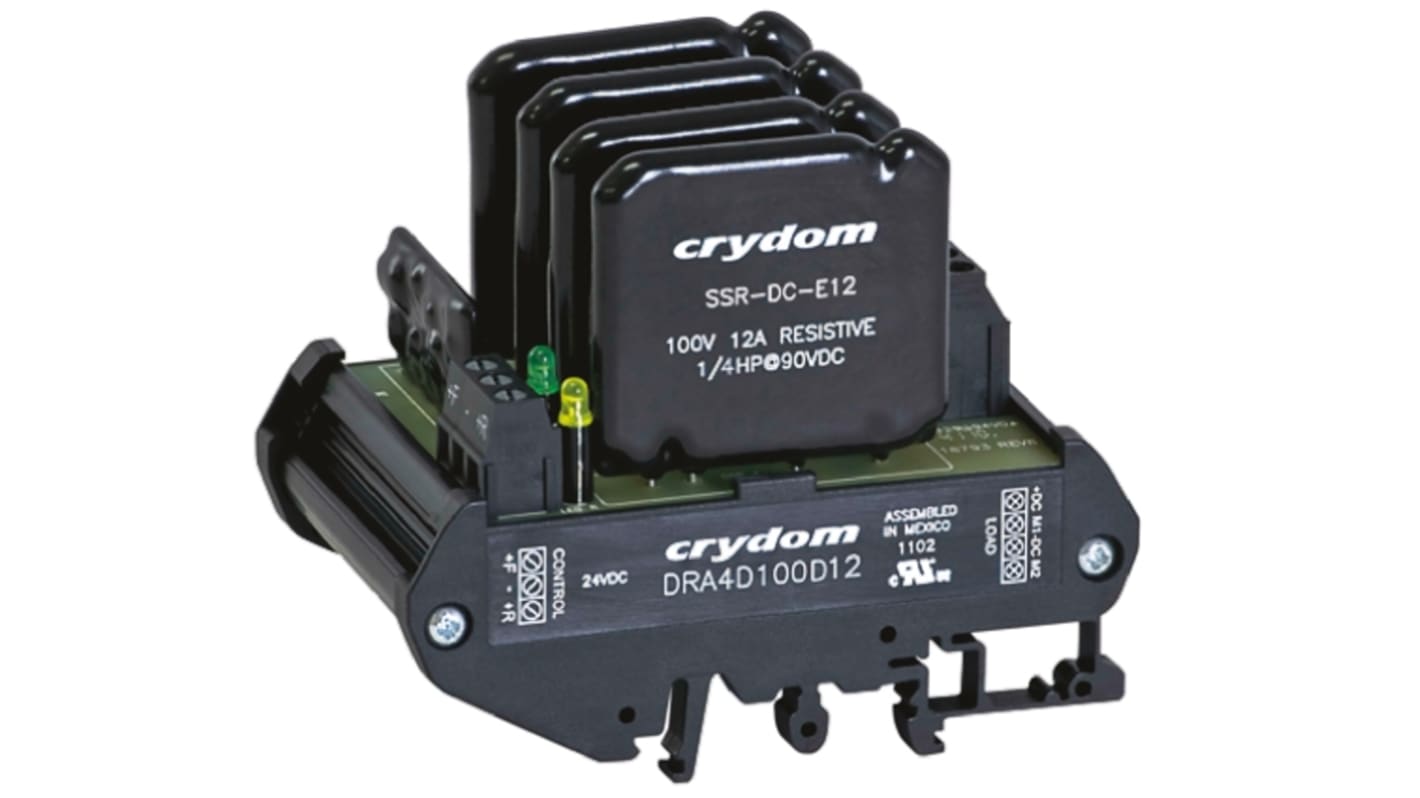 Sensata / Crydom ソリッドステートリレー 最大負荷電圧:100 V dc 最大負荷電流:12 A DIN Rail, DRA4D100E12