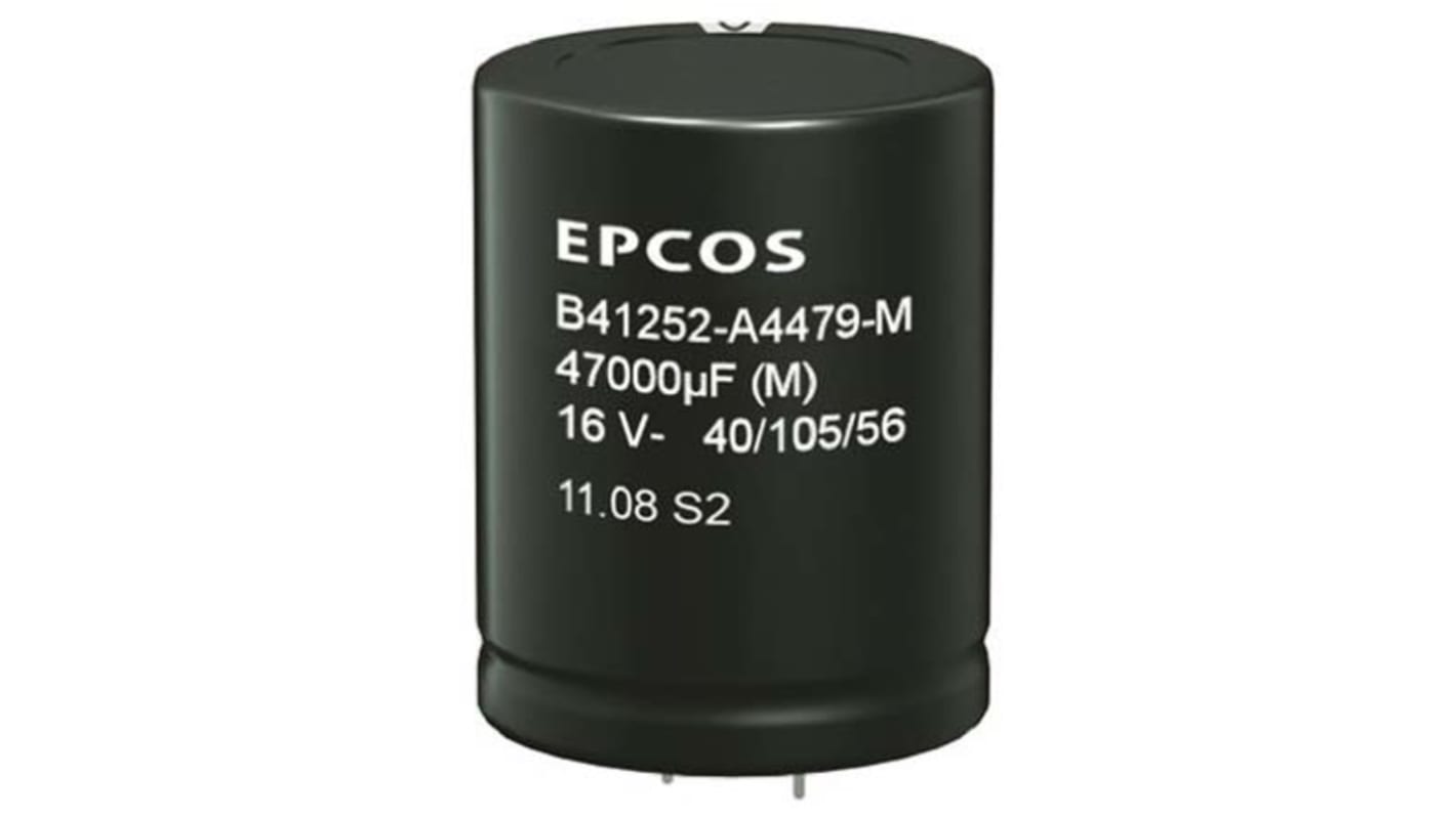 Condensatore EPCOS, serie B41252, 2200μF, 80V cc, ±20%, +105°C, Ad innesto