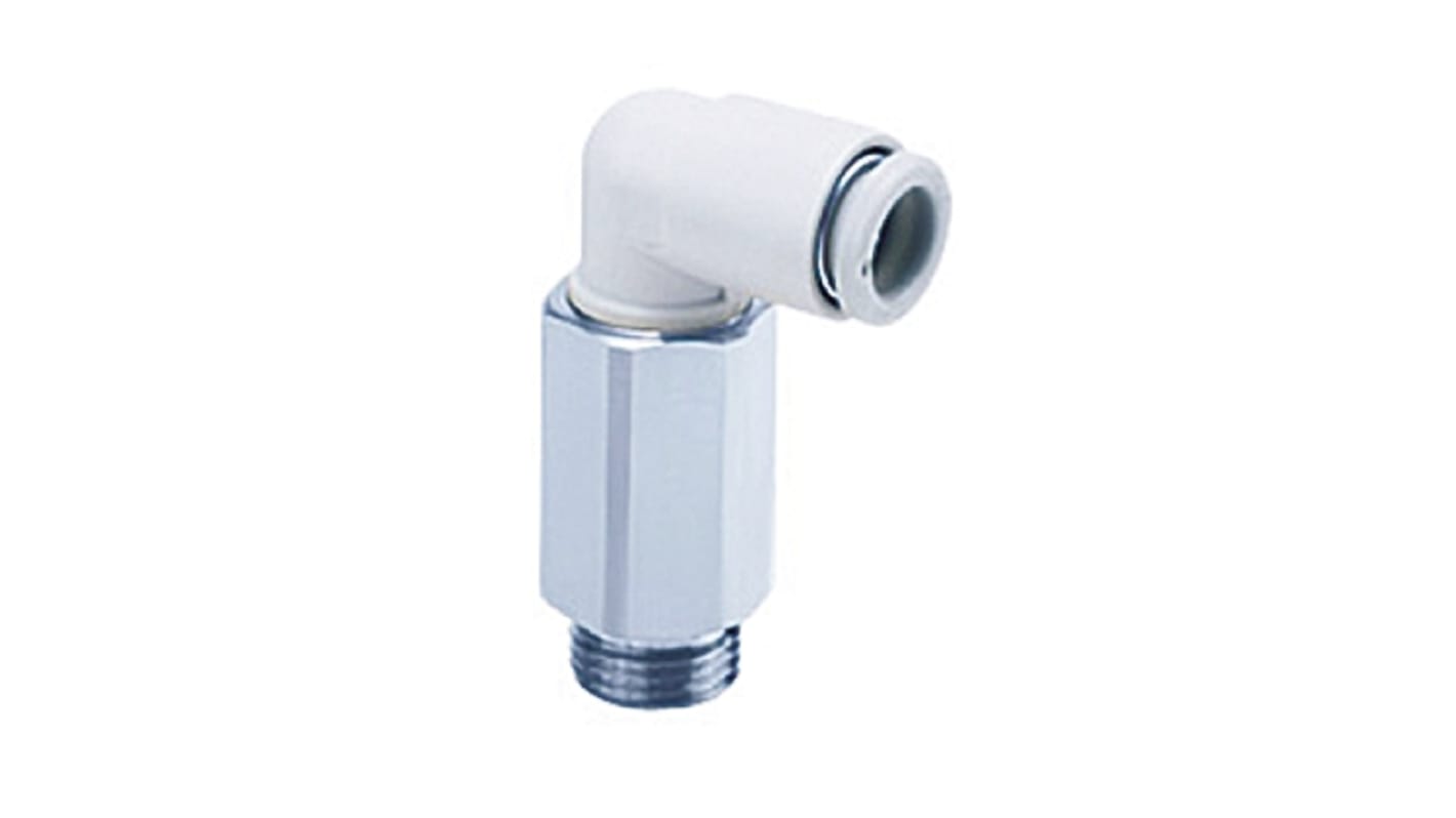 SMC KQ2 Series Elbow Threaded Adaptor, M5 Male to Push In 4 mm, Threaded-to-Tube Connection Style