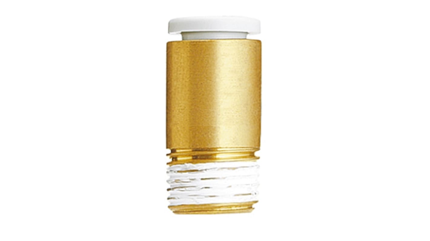 SMC KQ2 Series Straight Threaded Adaptor, R 1/8 Male to Push In 6 mm, Threaded-to-Tube Connection Style