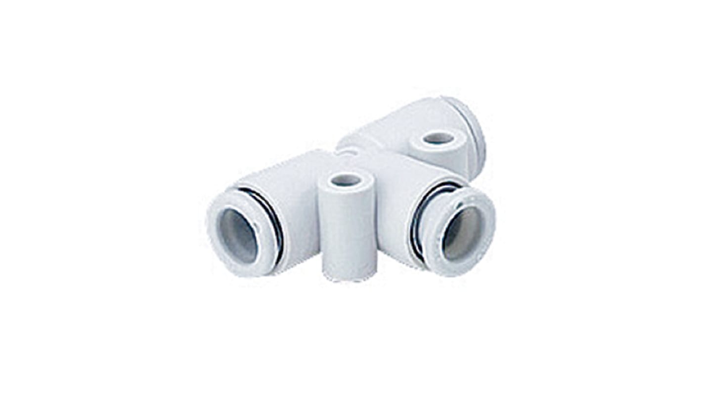 SMC KQ2 Series Tee Tube-to-Tube Adaptor Push In 3.2 mm, Push In 3.2 mm to Push In 3.2 mm, Tube-to-Tube Connection Style