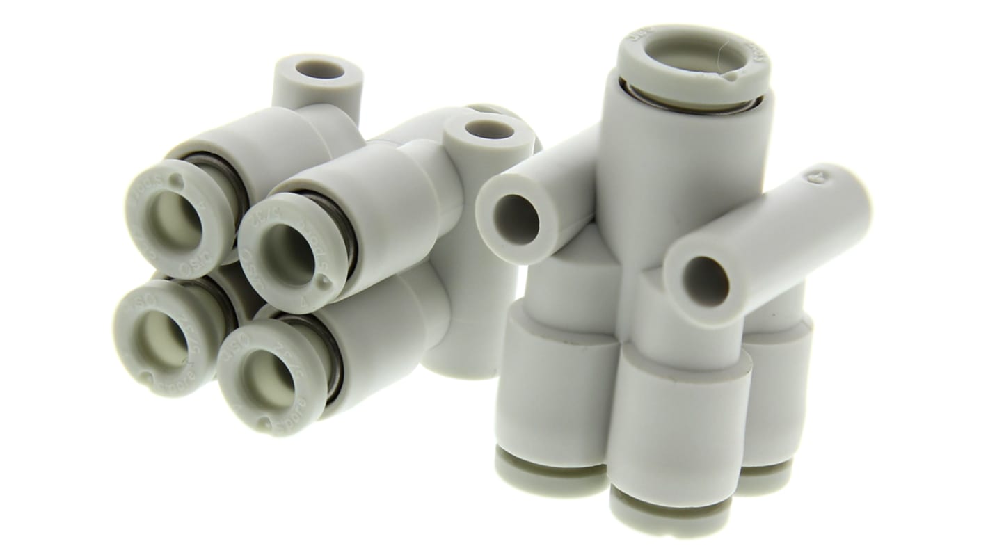 SMC KQ2 Series Double Y Tube-to-Tube Adaptor Push In 6 mm, Push In 4 mm to Push In 4 mm, Tube-to-Tube Connection Style