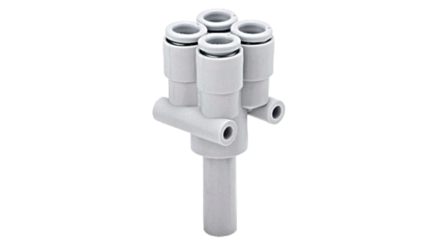 SMC KQ2 Series Double Y Tube-to-Tube Adaptor Push In 8 mm, Push In 6 mm to Push In 6 mm, Tube-to-Tube Connection Style