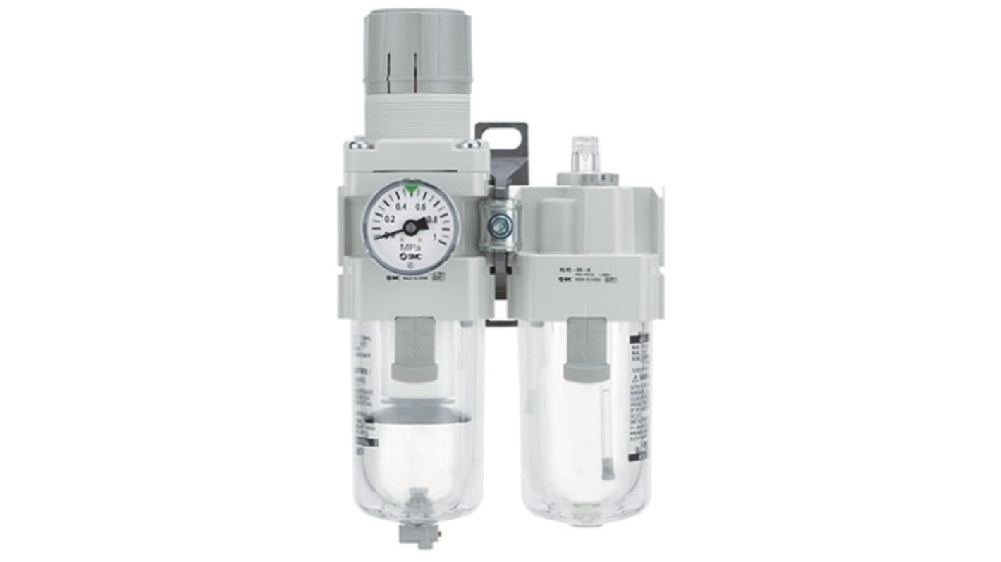 SMC Rc 1/2 FRL, Automatic Drain, 5μm Filtration Size - Without Pressure Gauge