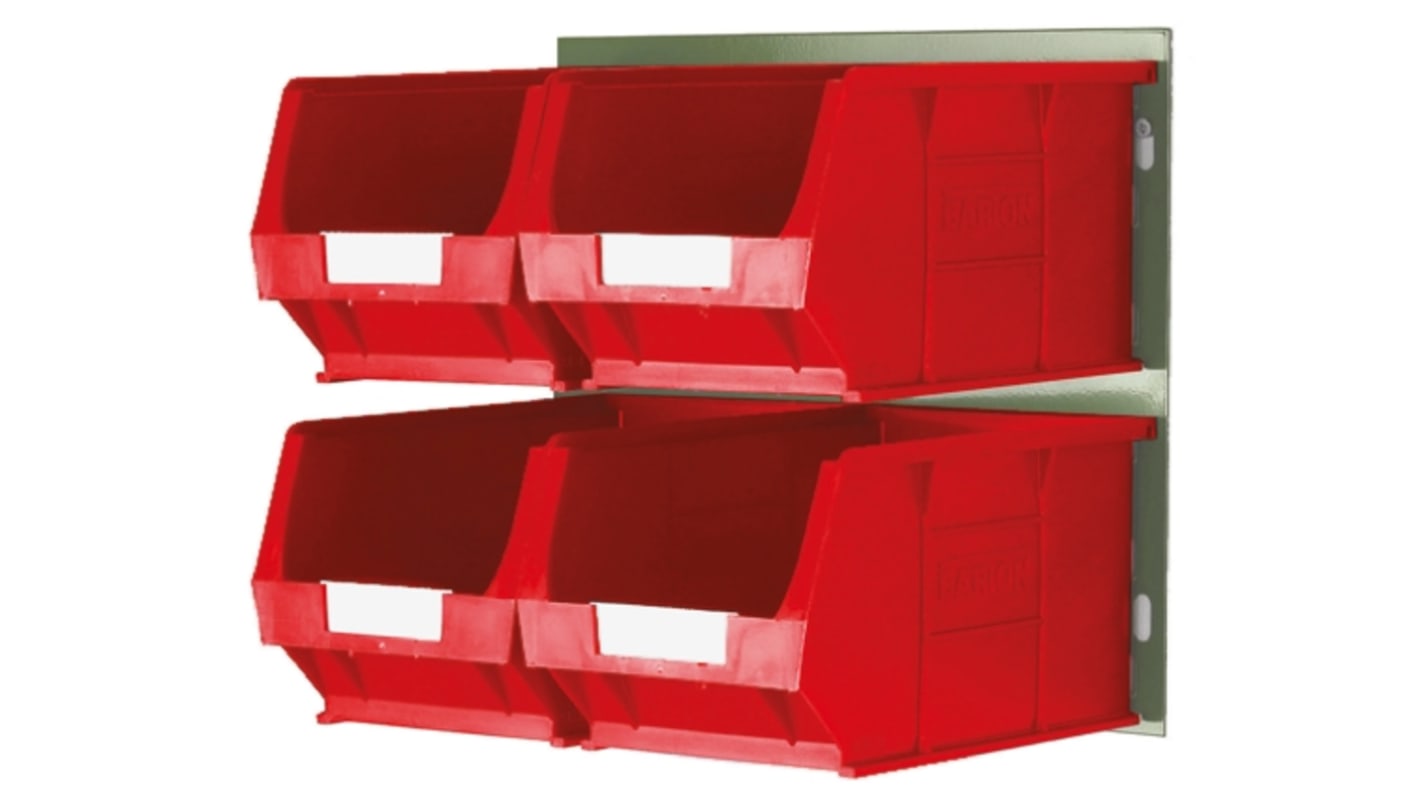 RS PRO PP Storage Bin, 132mm x 205mm, Red